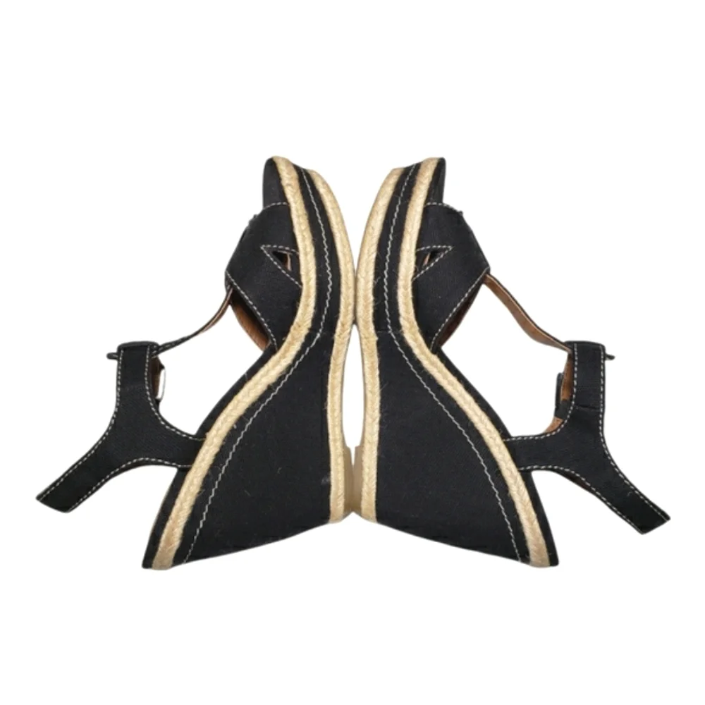 Franco Sarto Allison Black Espadrille Wedge Sandals Women's Size 8.5